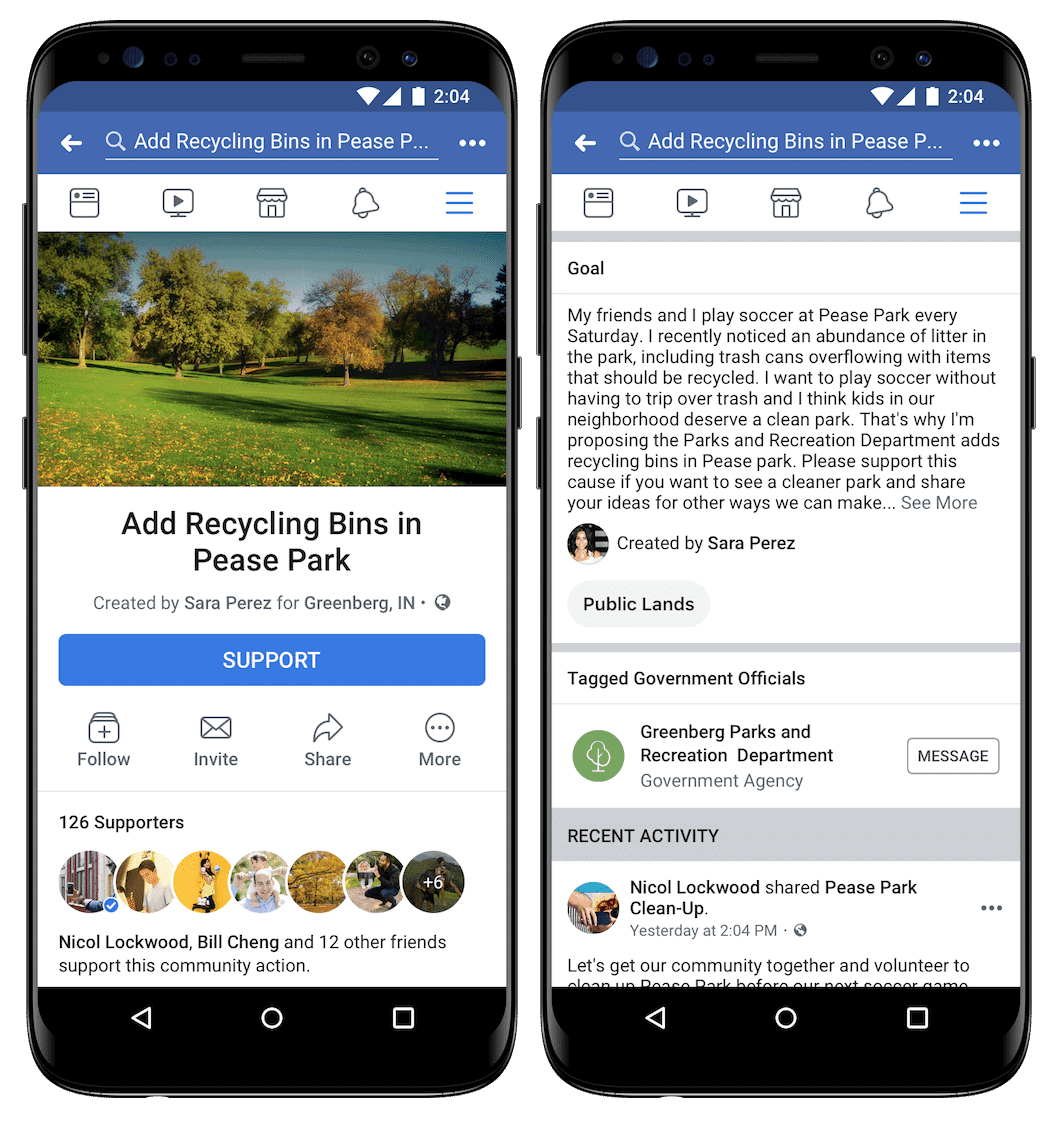 Facebook Community Actions