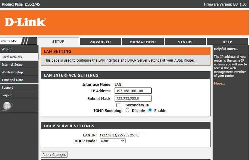 d link change ip