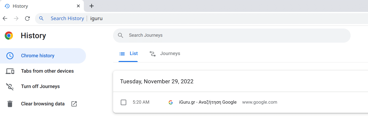 history chrome