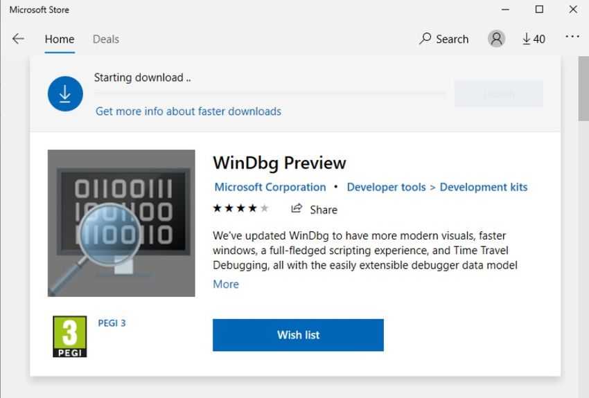 windbg mistosoft store